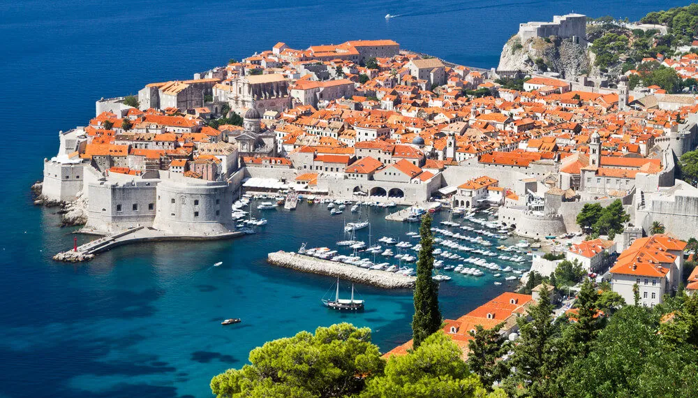 Dubrovnik Old Town and harbour on the Adriatic coast, Croatia